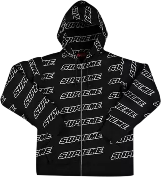 Толстовка Supreme Repeat Zip Up Hooded Sweatshirt 'Black', черный