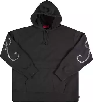 Толстовка Supreme Rhinestone Script Hooded Sweatshirt 'Black', черный
