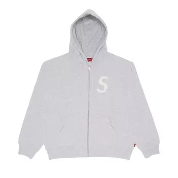 Толстовка Supreme S Logo Zip Up Hooded Sweatshirt Ash Grey, серый