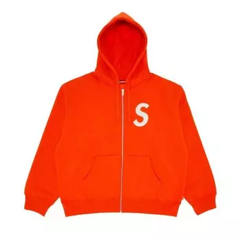 Толстовка Supreme S Logo Zip Up Hooded Sweatshirt Bright Orange, оранжевый