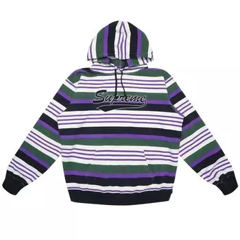 Толстовка Supreme Striped Hooded Sweatshirt Black, разноцветный