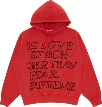 Толстовка Supreme Stronger Than Fear Hooded Sweatshirt 'Burnt Red', красный