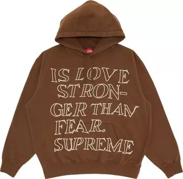 Толстовка Supreme Stronger Than Fear Hooded Sweatshirt 'Olive Brown', коричневый