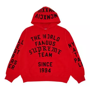 Толстовка Supreme Team Flocked Hooded, красный
