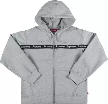 Толстовка Supreme Text Stripe Zip Up Hooded Sweatshirt 'Grey', серый