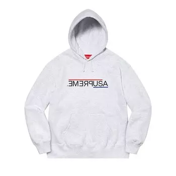 Толстовка Supreme USA Hooded Sweatshirt Ash Grey, серый