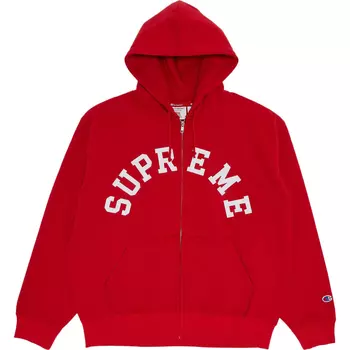 Толстовка Supreme x Champion Zip Up Hooded, красный