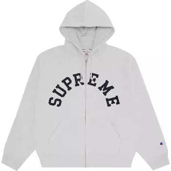 Толстовка Supreme x Champion Zip Up Hooded, серый