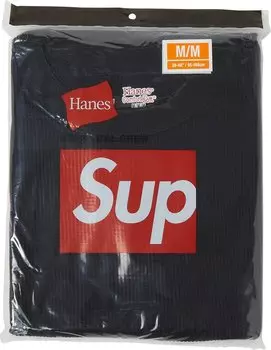 Толстовка Supreme x Hanes Thermal Crew (1 Pack) 'Black', черный
