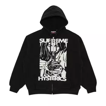 Толстовка Supreme x HYSTERIC GLAMOUR Thermal Lined Zip Up Hooded Sweatshirt Black, черный