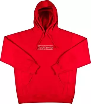 Толстовка Supreme x KAWS Chalk Logo Hooded Sweatshirt 'Red', красный