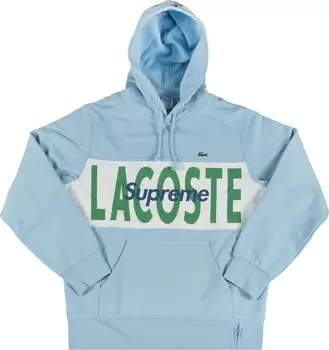Толстовка Supreme x Lacoste Logo Panel Hooded Sweatshirt 'Light Blue', синий