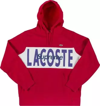 Толстовка Supreme x Lacoste Logo Panel Hooded Sweatshirt 'Red', красный
