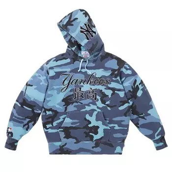Толстовка Supreme x New York Yankees Kanji Hooded Sweatshirt Blue Camo, синий