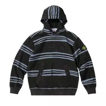 Толстовка Supreme x Stone Island Warp Stripe Hooded Sweatshirt 'Black', черный