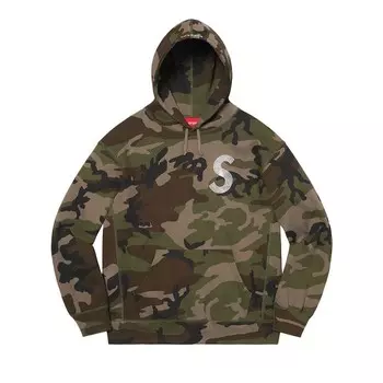 Толстовка Supreme x Swarovski S Logo Hooded Sweatshirt Woodland Camo, разноцветный