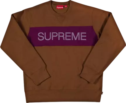 Толстовка Supreme Zig Zag Stitch Panel Crewneck 'Brown', коричневый