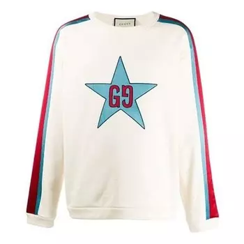 Толстовка sweat street style long sleeves cotton logo white Gucci, белый