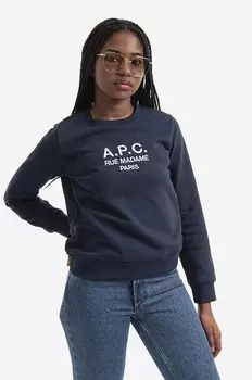 Толстовка Sweat Tina из хлопка A.P.C., темно-синий