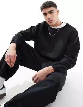 Толстовка свободного кроя ASOS DESIGN черного цвета — часть тяжелого кроя