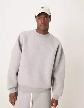 Толстовка свободного кроя ASOS DESIGN Co-ord Scuba Extreme серого меланжевого цвета - СЕРЫЙ