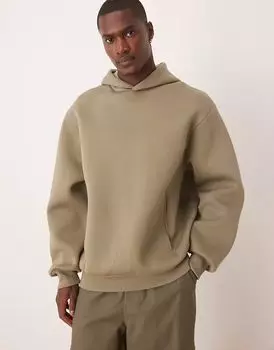 Толстовка свободного кроя ASOS DESIGN из плотной ткани с капюшоном цвета хаки