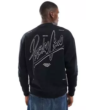 Толстовка свободного кроя ASOS DESIGN с принтом на спине черного цвета