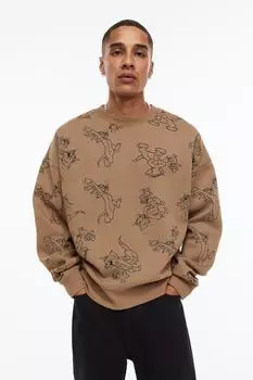 Толстовка свободного кроя H&amp;M, бежевый/том и джерри