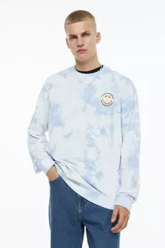 Толстовка свободного кроя H&amp;M, голубой/смайлик