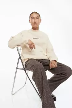 Толстовка свободного кроя H&M, крем/творческий коллектив