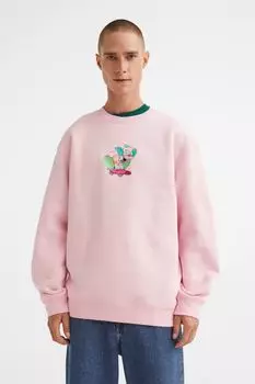 Толстовка свободного кроя H&amp;M, светло-розовый/симпсоны