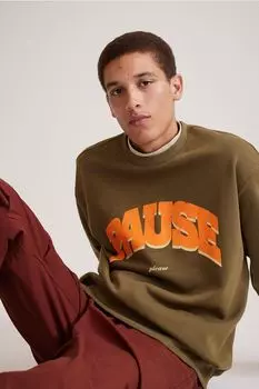 Толстовка свободного кроя H&M, зеленый хаки/пауза