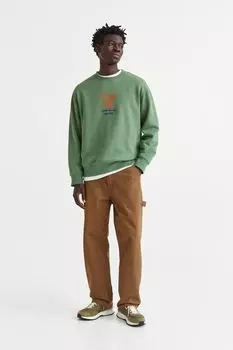 Толстовка свободного кроя H&amp;M, зеленый / развивайтесь лучше вместе