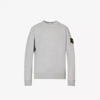 Толстовка свободного кроя из хлопкового джерси с логотипом Stone Island, серый