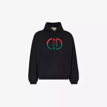 Толстовка свободного кроя из хлопкового джерси с логотипом Gucci, черный
