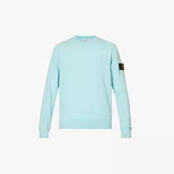 Толстовка свободного кроя из хлопкового джерси с логотипом Stone Island, синий