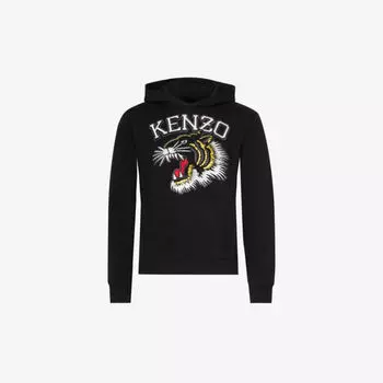 Толстовка свободного кроя из хлопкового джерси Tiger Varsity с фирменной вышивкой Kenzo, черный