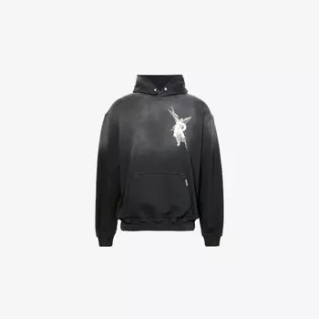 Толстовка свободного кроя из хлопкового трикотажа Archangelo с карманом-кенгуру Represent, черный