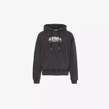 Толстовка свободного кроя из хлопкового трикотажа Arrow Skate с карманом-кенгуру Off-White C/O Virgil Abloh, черный