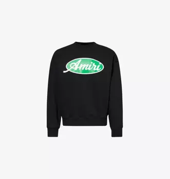 Толстовка свободного кроя из хлопкового трикотажа с круглым вырезом и овальным вырезом Amiri, черный