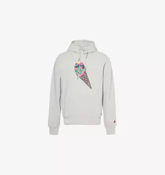 Толстовка свободного кроя из хлопкового трикотажа с графическим принтом и карманом-кенгуру Icecream, серый