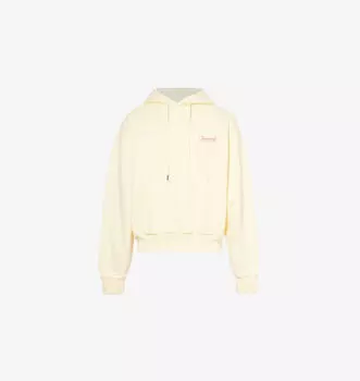 Толстовка свободного кроя из хлопкового трикотажа с фирменной вышивкой и карманом-кенгуру Jacquemus, бежевый