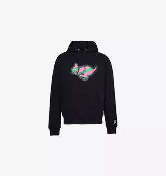 Толстовка свободного кроя из хлопкового трикотажа с графическим принтом и карманом-кенгуру Icecream, черный