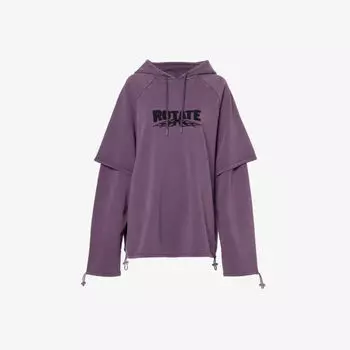 Толстовка свободного кроя из органического хлопка с фирменной вышивкой Rotate Sunday, фиолетовый