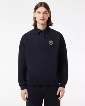 Толстовка свободного кроя из пике Lacoste, темно-синий