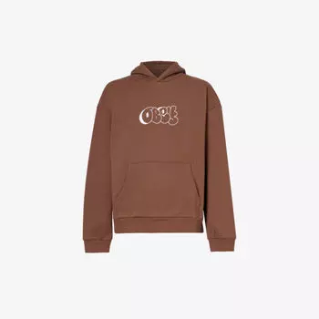 Толстовка свободного кроя из смесового хлопка с заниженными плечами и фирменной вышивкой Obey, цвет sepia