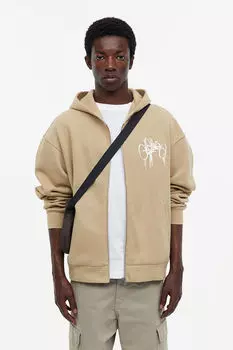 Толстовка свободного кроя на молнии H&M, бежевый