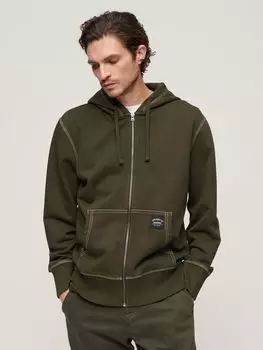 Толстовка свободного кроя на молнии с контрастной строчкой Superdry, темно-серый зеленый