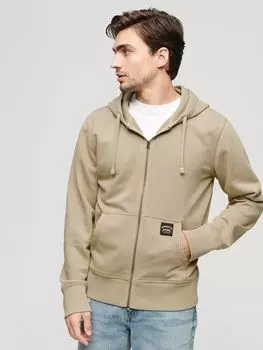 Толстовка свободного кроя на молнии с контрастной строчкой Superdry, винтаж хаки