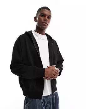 Толстовка свободного кроя с двойной молнией черного цвета Jack & Jones